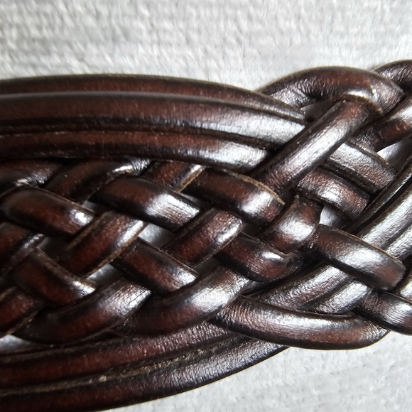 Coldwater Creek Leather Weave Drop Waist Hung Belt - Picture 4 of 7